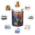 thumbnail image 4 of Balery Vibrant Rooster Painting Cesta de ropa redonda con asas, impermeable, independiente, para ropa, juguetes, dormitorio y familia-Small, 4 of 6
