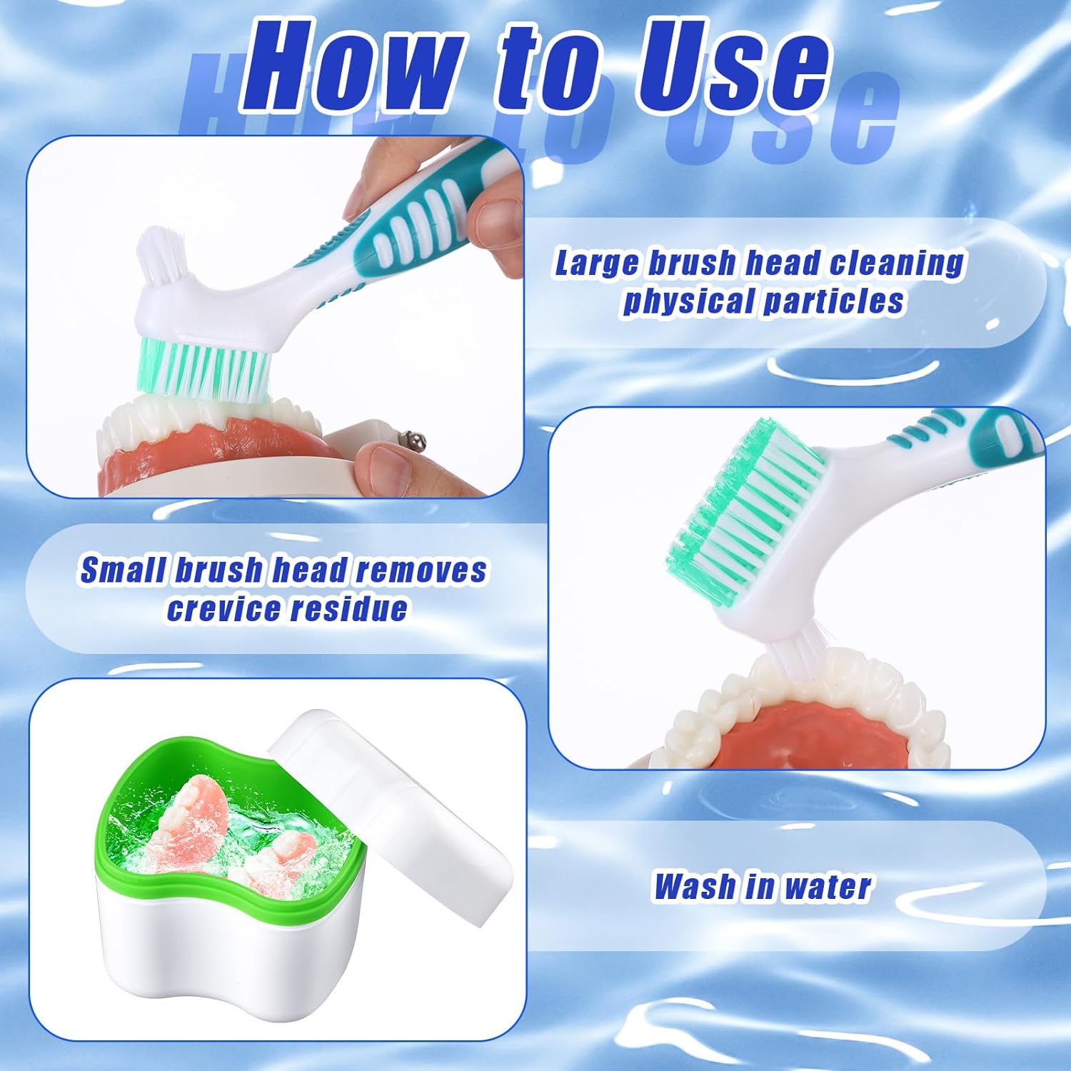 Medici Professional Denture Bath Case Kit – Includes Cleaner Brush, Toothbrush, And Rinse Basket