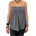 thumbnail image 1 of Argulvti Women Tube Top, Strapless Backless Solid/Stripes Vest Pleated Summer Tops, 1 of 8