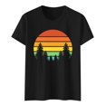 thumbnail image 4 of AYA T-Shirt à Manches Courtes Imprimé Coucher de Soleil Rétro pour Femmes, Mode Vacances Loisirs, Haut 2 T-Shirt Fête du Canada, 4 of 4