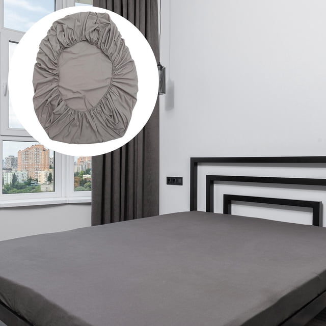 unbranded Gray Pure Cotton Fitted Sheet Elastic Bed Cover Soft Breathable for Home