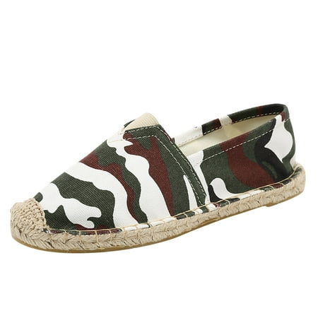 

GWAABD Casual Women s Shoes Ladies Fashion and Leisure Vintage Lips Giraffe Small Camouflage Hand Stitching Espadrilles Canvas Shoes