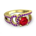 thumbnail image 3 of 2.50 Carat Round Cut Red Ruby & Amethyst Gemstone Classic Bridal Ring for her 18K Yellow Gold Size 8.5 by Diamond-Capitals, 3 of 8