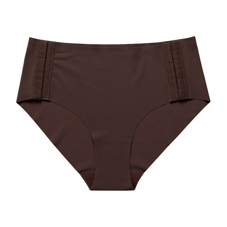 JNGSA Women's Underwear, High Waist Cotton Breathable Full Coverage Panties  Seamless Brief Regular and Plus Size Brown 8 Clearance