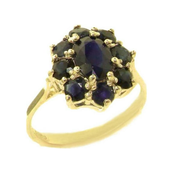 LBG British Made 10k Yellow Gold Natural Sapphire Womens Statement Ring - 33 size options - Size 10