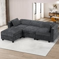thumbnail image 6 of ACMEASE 86" Chenille 3 Seats Sofa w/Movable Storage Ottoman, Sectional Sofa w/Adjustable Backrests, Comfortable Fabric Couch w/USB&Type-C Ports, Cup Holders for Living Room, Gray, 6 of 8