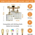 thumbnail image 6 of Lighting Fixtures Modern Semi Flush Mount Ceiling Light,3-Light Crystal Close to Ceiling Light Fixtures,Golden Kitchen Light Fixtures with Clear Crystal Shade,Hallway Light Fixtures for Hallway Bedro, 6 of 8