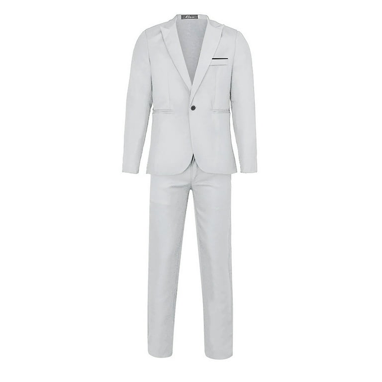 Lorenzo Bruno Men's Slim Fit 2-Piece Suit - One Button Tuxedo Set For Wedding, Business, Party