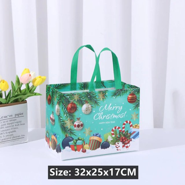 Bolsas de mano de Feliz Navidad, paquete de regalo, mango de tela, Papá Noel, decoración del hogar, favores de fiesta hechos a mano para niños, suministros de Año Nuevo