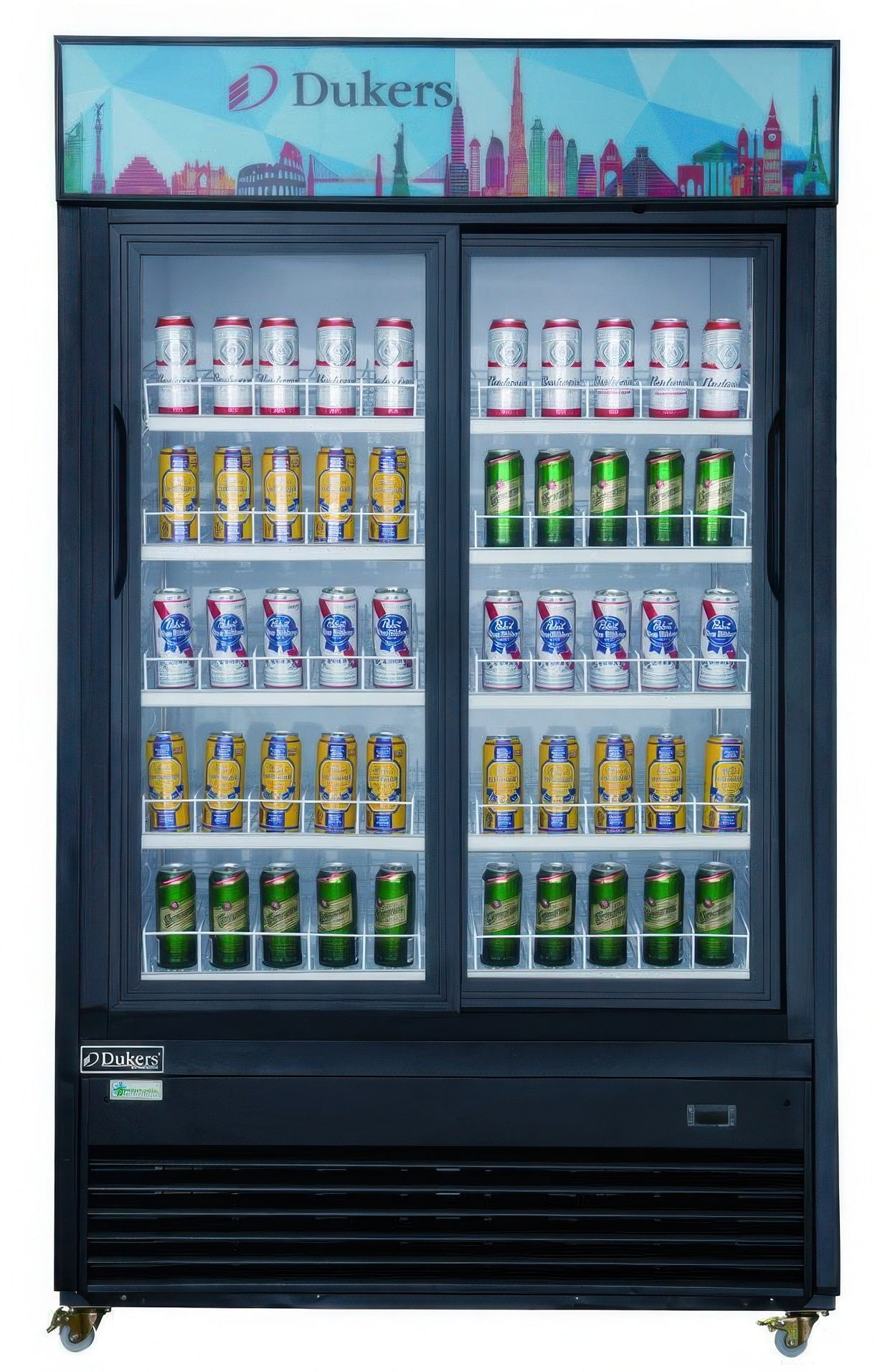 DSM-47SR Commercial Glass Sliding 2-Door Merchandiser Refrigerator in Black