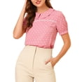 thumbnail image 5 of Allegra K Women's Heart Shirt Sweet Peter Pan Collar Puff Short Sleeve Blouse Tops, 5 of 6