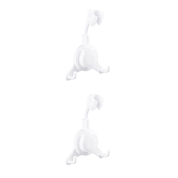 Inteprter Soporte para cabezal de ducha Ventosa de plástico Soporte para cabezal de ducha 360° ajustable Blanco 2Conjunto