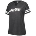 thumbnail image 2 of Women's Fanatics Charcoal New York Jets Plus Size Logo Striped Raglan Notch Neck T-Shirt, 2 of 3