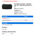 thumbnail image 2 of Rear Right Door Handle - Compatible with 1995 - 2000 Chevy Tahoe 5.7L V8 1996 1997 1998 1999, 2 of 2