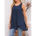 thumbnail image 3 of DARING DIVA Women's High Low Casual Sleeveless Chiffon Blouse Asymmetrical S Dark Blue, 3 of 8