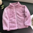 thumbnail image 3 of Scyoekwg Coats Zipper Fleece Jacket Casual Solid Color Long Sleeve Jackets Fall Winter Warm Coats (Purple,8-9 Years), 3 of 4
