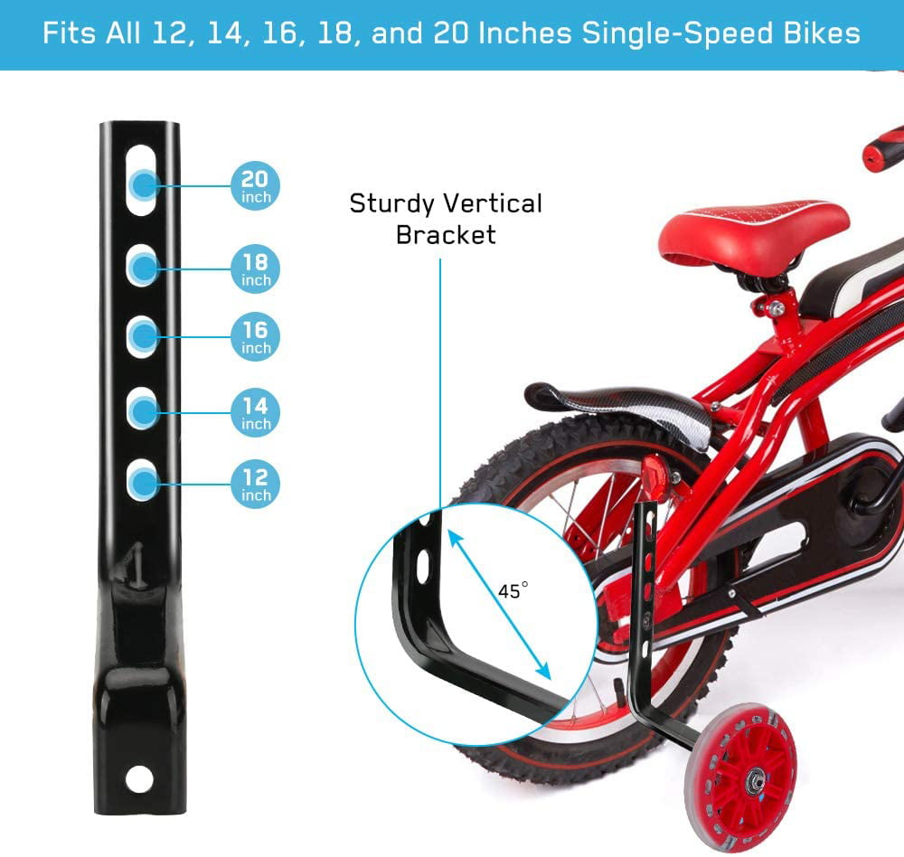 1 Pair Bicycle Training Wheels Kit Fits 12" 14" 16" 18" 20" Kids Bikes Red 