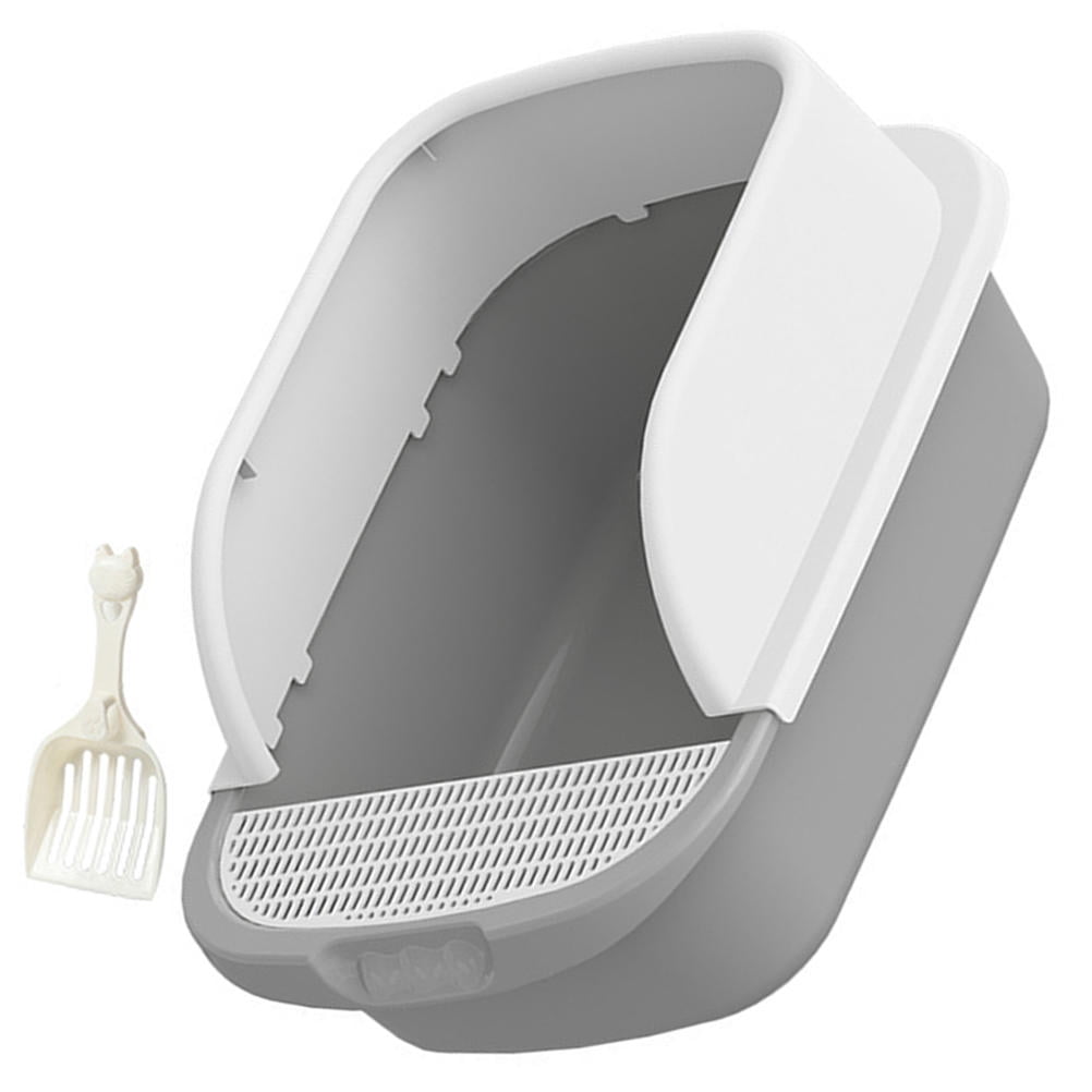 ULTNICE 1 Set of Litter Box for Kittens Cat Toilet in Light Grey with Durable Use