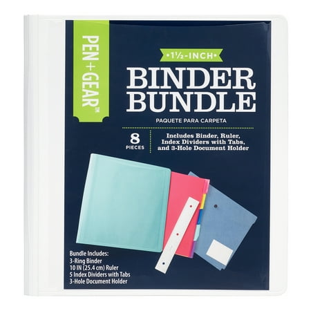 pen gear 1 5 inch binder bundle 8 pieces white walmart com