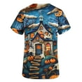 thumbnail image 4 of Fiudx Tops para Mujer Top de Trabajo con Bolsillo y Manga Corta con Estampado de Halloween y Cuello En V para Mujer, 4 of 5