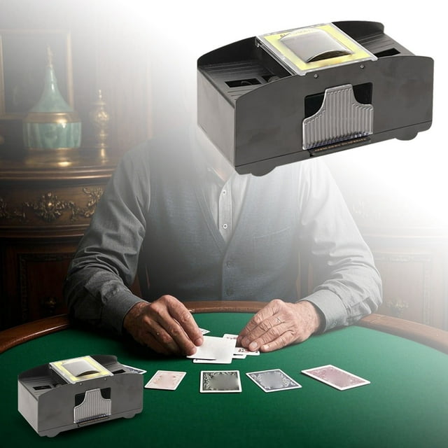 Binwennn Automatic Card Shuffler For Poker Texas Hold'em Mahjong 2 6 Compatible Tabletop Game Shuffle Machine Stationery Organizer Bag Craft Storage Cabinet Crafts for Adults Stationery Cards And