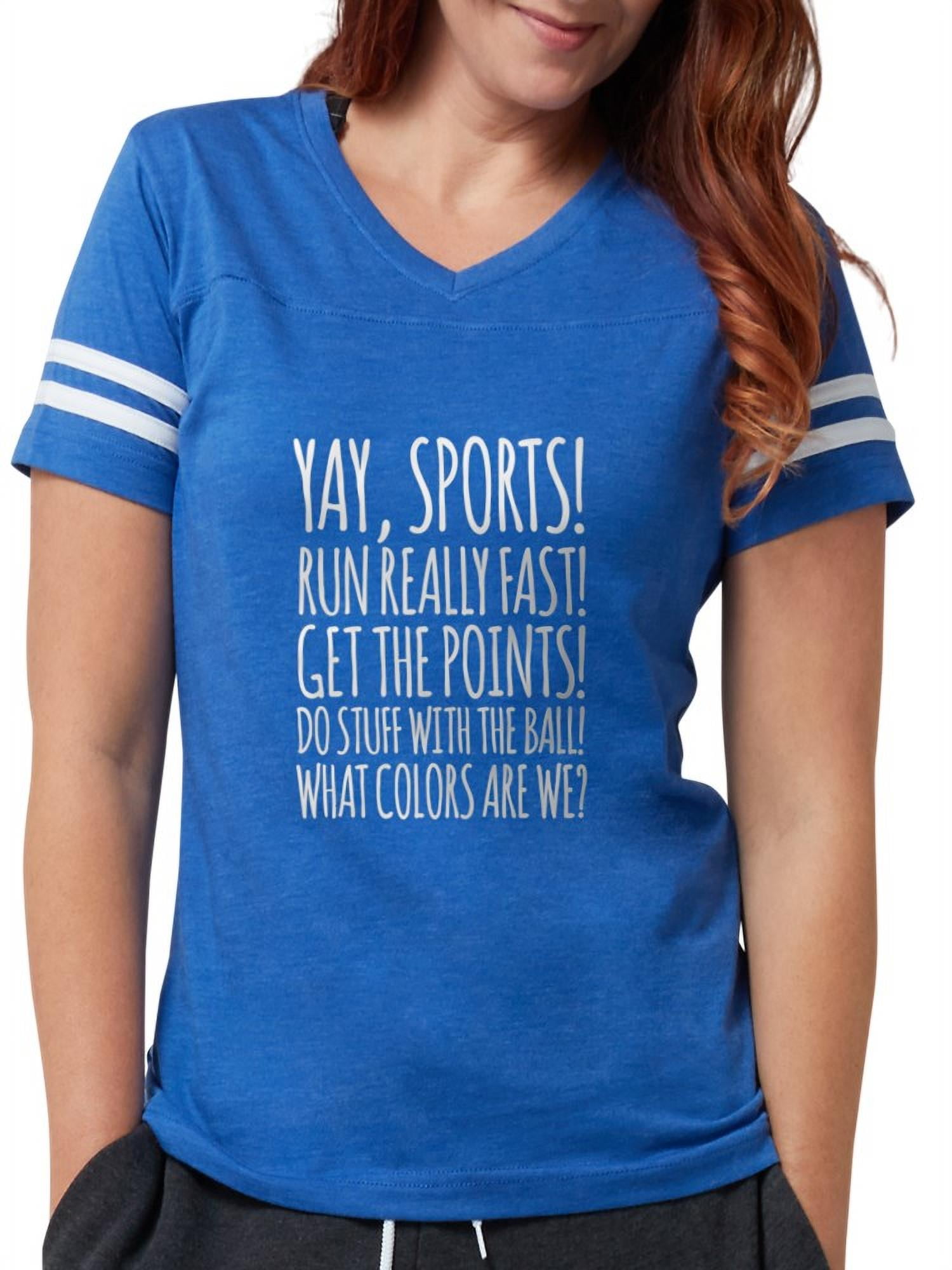 Cafepress - Yay Sports! T Shirt - Womens Football Shirt, Women's, Size: XL, Blue