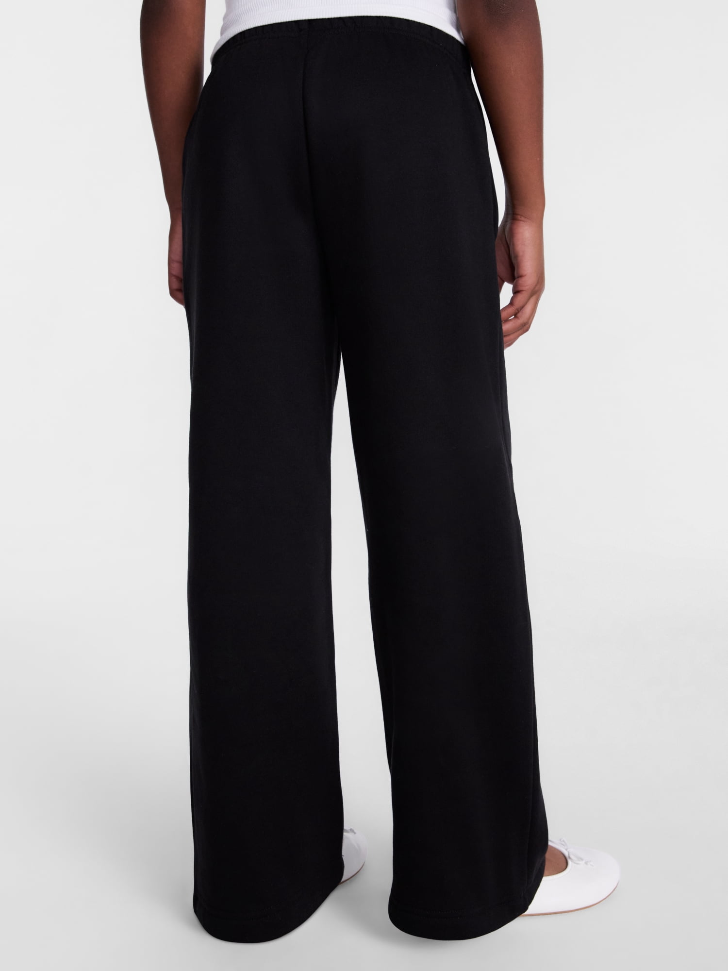 Wonder Nation Girls Wide Leg Sweatpants with Crochet Trim, Sizes 4-18 & Plus