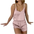 thumbnail image 4 of XuJwPNcy Satin Pajama Sets for Women Lightweight Nightwear Strap Sleeveless Crop Cami Top and Shorts 2 Piece Pj Set Sleepwear, 4 of 6