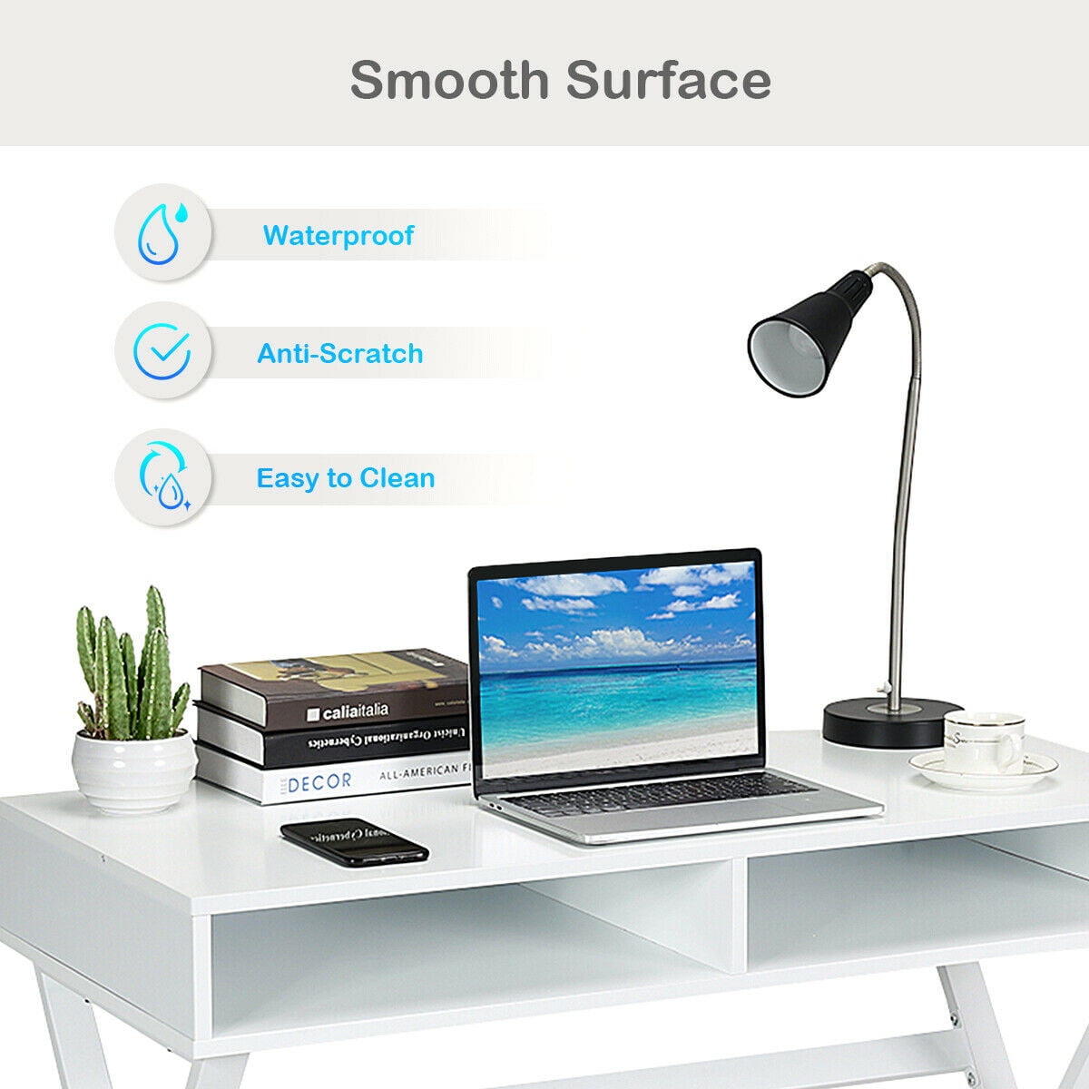 Gymax Modern Computer Desk Writing Desk Makeup Vanity Table