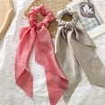 thumbnail image 2 of Women Girl Bow Satin Ribbon Ponytail Scarf Hair Tie Rope Scrunchies Elastic Band, 2 of 11