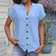 thumbnail image 3 of Blusa de Verano 2025 para Mujer, con Cuello en V, Volantes, Corta, Lunares, Holgada, Tipo Túnica Azul M, 3 of 5