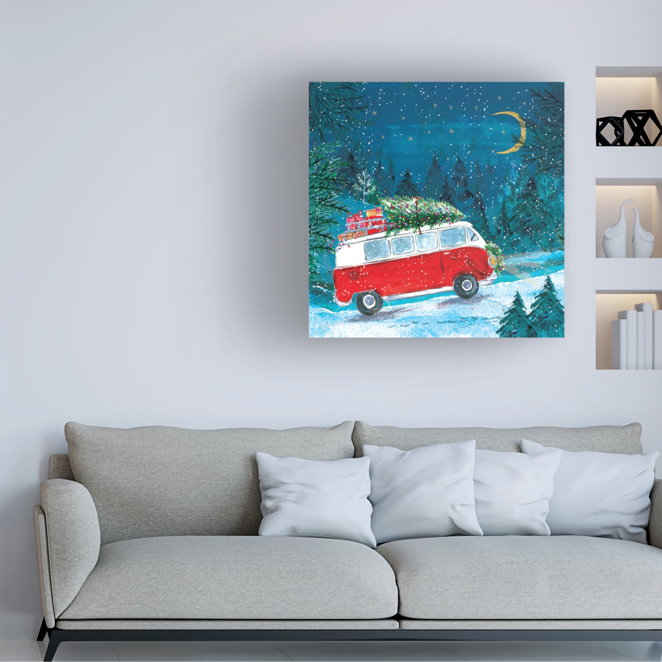 Canvas Wall Art - Paper Dove Co Ltd 'Forest Camper Van' Wall Art for Living Room, Bedroom, or Office Décor by Trademark Fine Art - 18 x 18 Inches