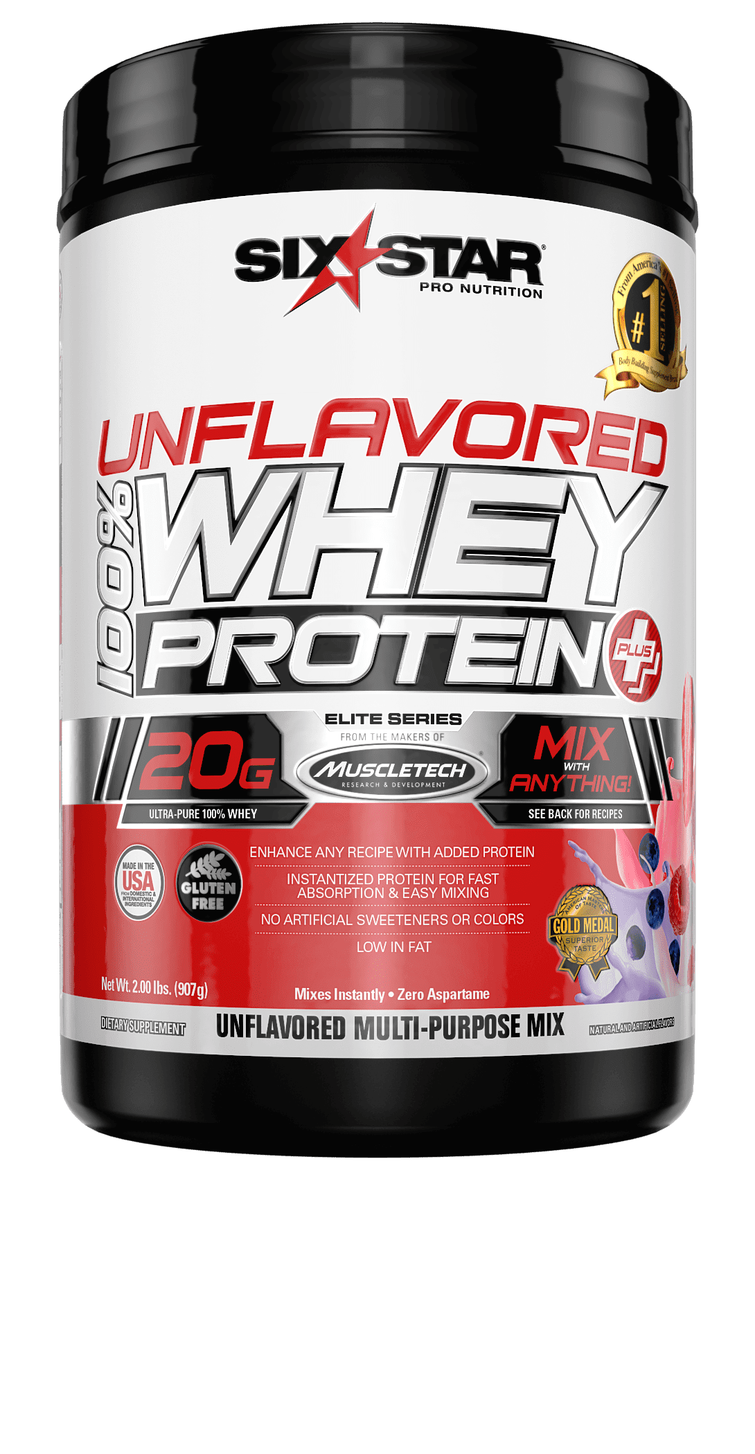 Elite Series 100 Whey Protein Plus, 20g UltraPure Whey Protein Powder, Unflavored, 29 Servings