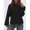 thumbnail image 5 of Women'S Long Sleeve Ribbed Knit Loose Pullover Sweater Tops Fuzzy Knit Casual Chunky Fall Outfits Clothes Black XL, 5 of 9