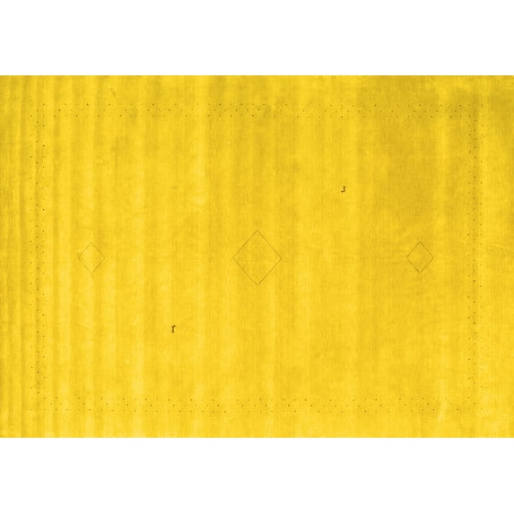 Ahgly Company Indoor Rectangle Solid Yellow Modern Area Rugs, 5' x 7'