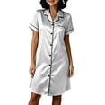 thumbnail image 3 of Tranfacy Women Summer Sleepshirt Solid Open Front Short Sleeve Dress Casual Indoor Loungewear, 3 of 5