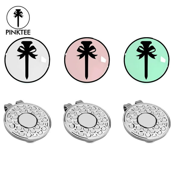 PINKTEE Golf Ball Marker with Hat Clip Sets Golf Gift for Women Golfer Golf Accessories(Total 3 Pcs)