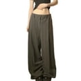 thumbnail image 1 of Pantalones Anchos Plisados A Rayas para Mujer, Ligeros, de Cintura Alta y con Bolsillos. Marrón M, 1 of 9