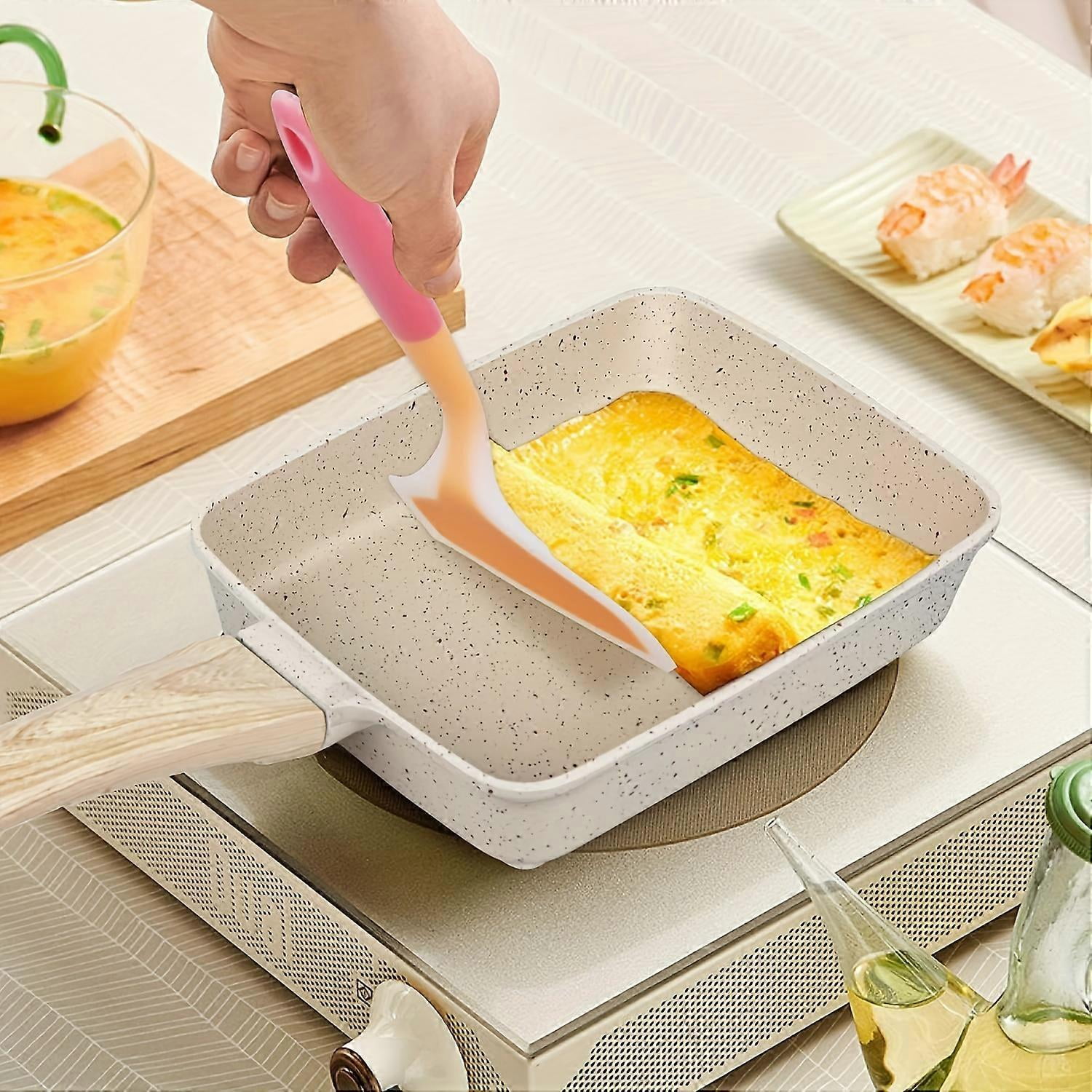 1set Japanese Frying Pan, Tamagoyaki Frying Pan, Tamagoyaki Rectangular Frying Pan, Japanese Rectangular Frying Pan, Non Stick Coated Frying Pan With