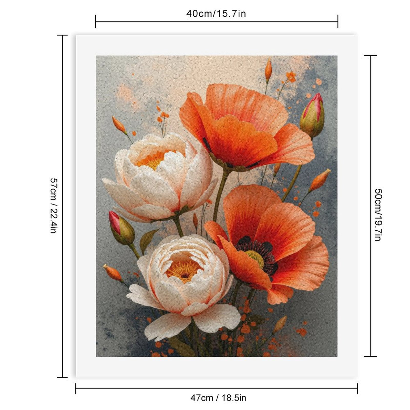 Paint By Numbers Kit for Adults Beginner - Orange White Blooming Flowers Art DIY Canvas Painting Kits for Adults, Frameless Paint By Number for Adults for Home Wall Decor 16x20 Inch