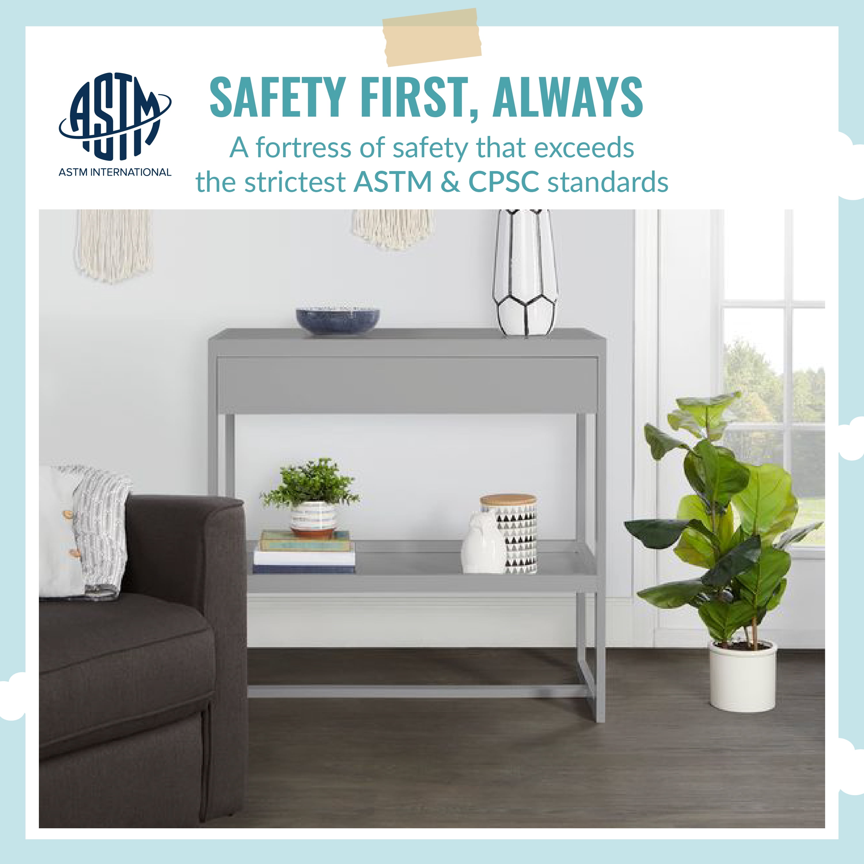 Dream On Me Arlo Changing Table, Made of Solid New Zealand Pinewood, Pebble Grey