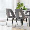 thumbnail image 2 of Dining Chairs Set of 2, Velvet Accent Chair, Modern Living Room Chair with Nail Heads and Gold Tipped Black Metal Legs, Upholstered Armless Side Chair for Dining Room Bedroom Kitchen,  Gray, 2 of 9