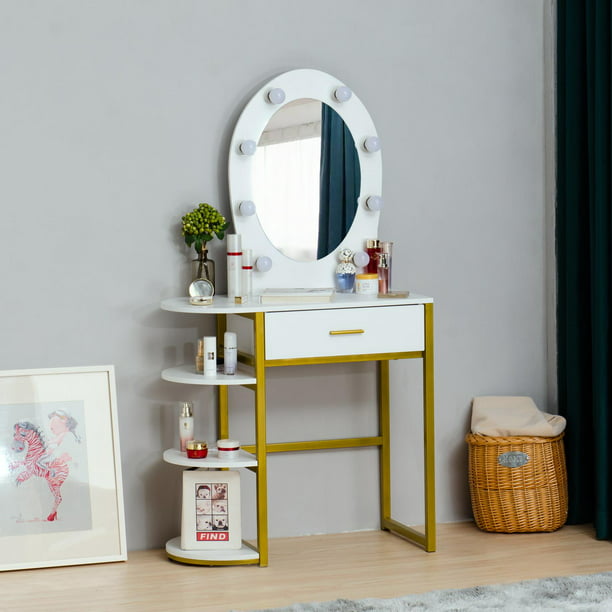 Ktaxon Vanity Table With Lighted Mirror, Hollywood Girl Vanity Table
