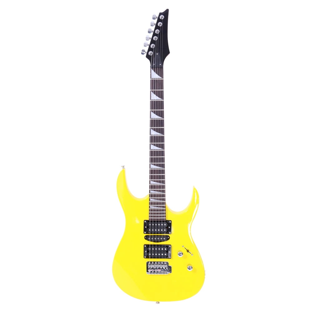 Kepooman Novice Entry Level 170 Electric Guitar HSH Pickup Bag Strap Paddle Rocker Cable Wrench Tool, Yellow