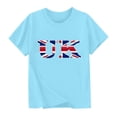 thumbnail image 4 of Chemisier à Manches Courtes à Col Rond Imprimé Drapeau Britannique pour Enfants, Tissu en Polyester, Tenue Décontractée pour l'École, Coupe Douce et Confortable, Haut Estival et Printanier Respirant, Lavable à la Machine, 4 of 5