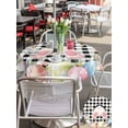 thumbnail image 4 of Outdoor Tablecloth with Umbrella Hole and Zipper, Easter Round Table Cloth 54 Inch Waterproof Tablecloth, Spring Bunny Feet Flowers Eggs Black Buffalo Plaid Picnic Table Cover for Patio Camping, 4 of 7