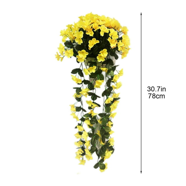 Fesfesfes Rattan Flower Basket with Artificial Roses,Hanging Planter Decor for Balcony Railings,Office Partitions Garden