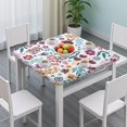 thumbnail image 3 of Flower Print Elastic Fitted Tablecloth - Watercolor Flowers Pattern Square Table Cover, Windproof Snug Fit Outdoor Picnic Table Protector, Wrinkle-Free Washable Cute flowers Design, 3 of 5
