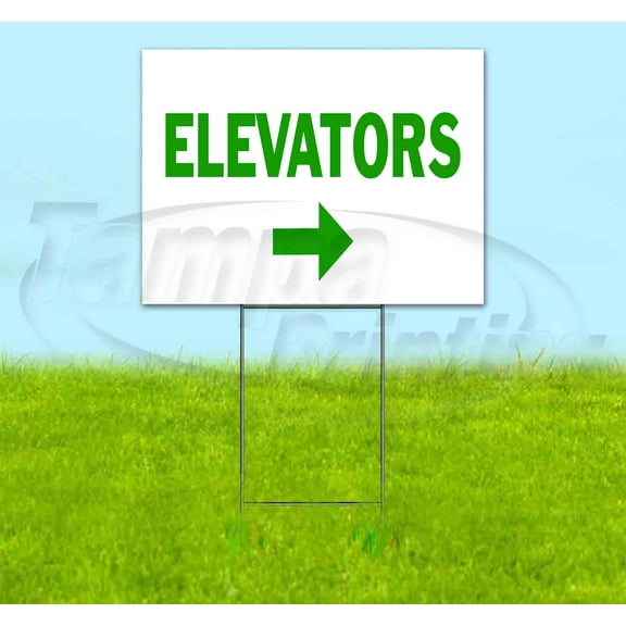 Elevators Right (18" x 24") Yard Sign, Includes Metal Step Stake