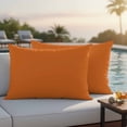 thumbnail image 3 of 2 Pack Outdoor Waterproof Throw Pillow Covers,Solid Art Minimalist Pure Orange Decorative Rectangle Patio Pillowcases for Chair Couch Sofa 20x12in, 3 of 9
